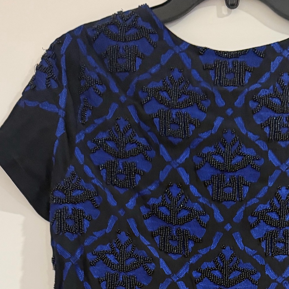 Lucky Brand Black and Blue Beaded Mini Dress - Picture 3 of 6